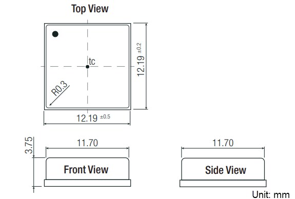Mechanical Drawing - RECOM Power RPMVH-0.5 Power Modules